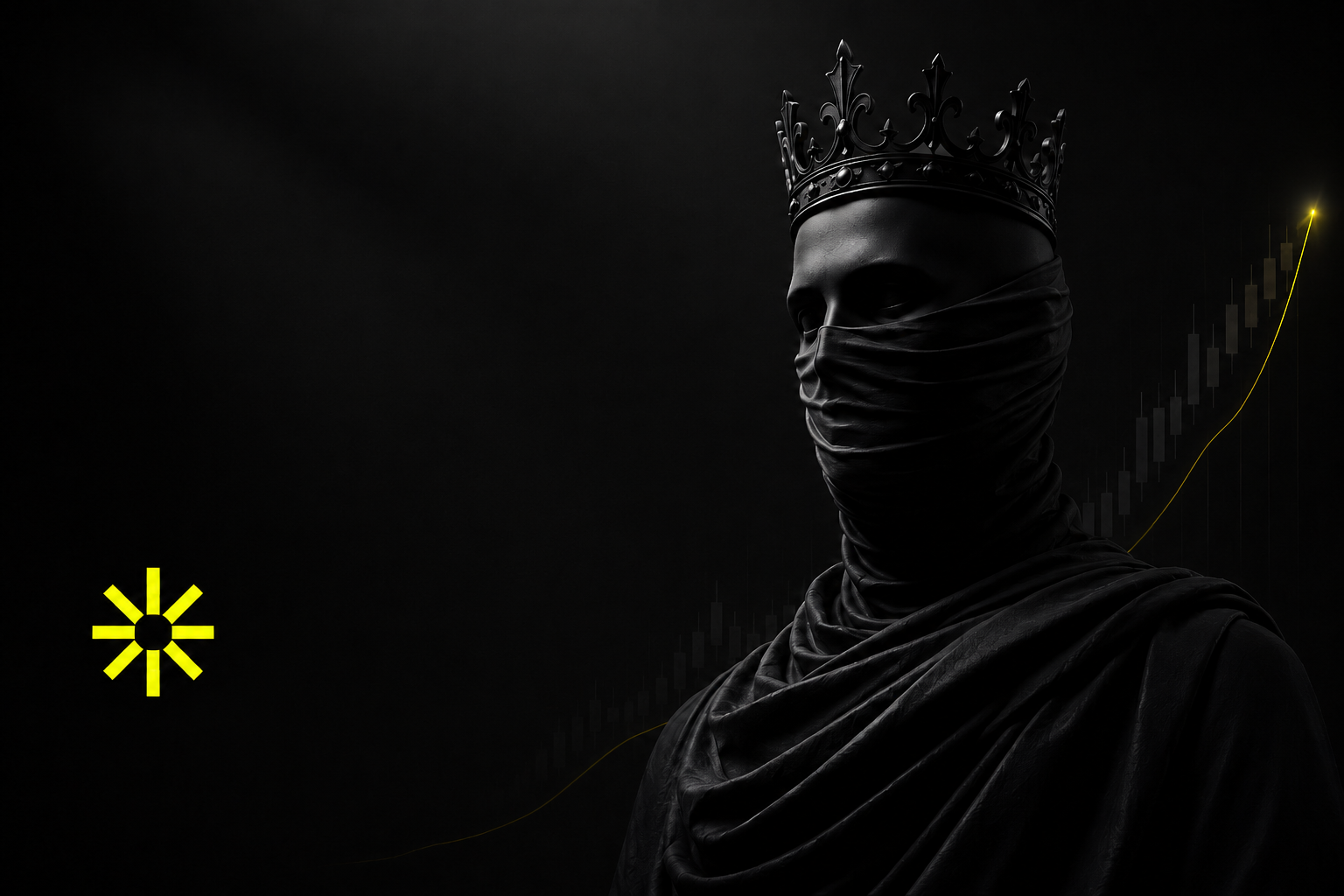 Masked crowned figure representing disciplined forex trading mastery